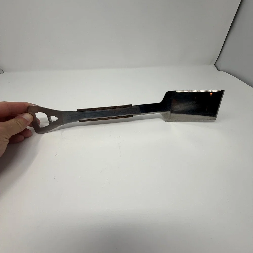 Vermco Stainless Steel Spatula‎ Wood Handle Bottle Opener Serrated Edge Japan